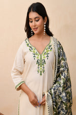 Thumbnail for Vaasva Women Cream Embroidered Suit Set