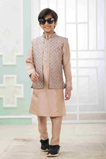 Thumbnail for Raivat Ethnic Art Silk Embroidery Work 3 Pics Jacket Set In Peach Colour - Distacart