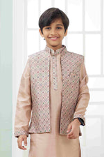 Thumbnail for Raivat Ethnic Art Silk Embroidery Work 3 Pics Jacket Set In Peach Colour - Distacart