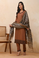 Thumbnail for Vaasva Women Brown Embroidered Suit Set