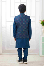 Thumbnail for Raivat Ethnic Art Silk Embroidery Work 3 Pics Jacket Set In Teal Blue Colour - Distacart