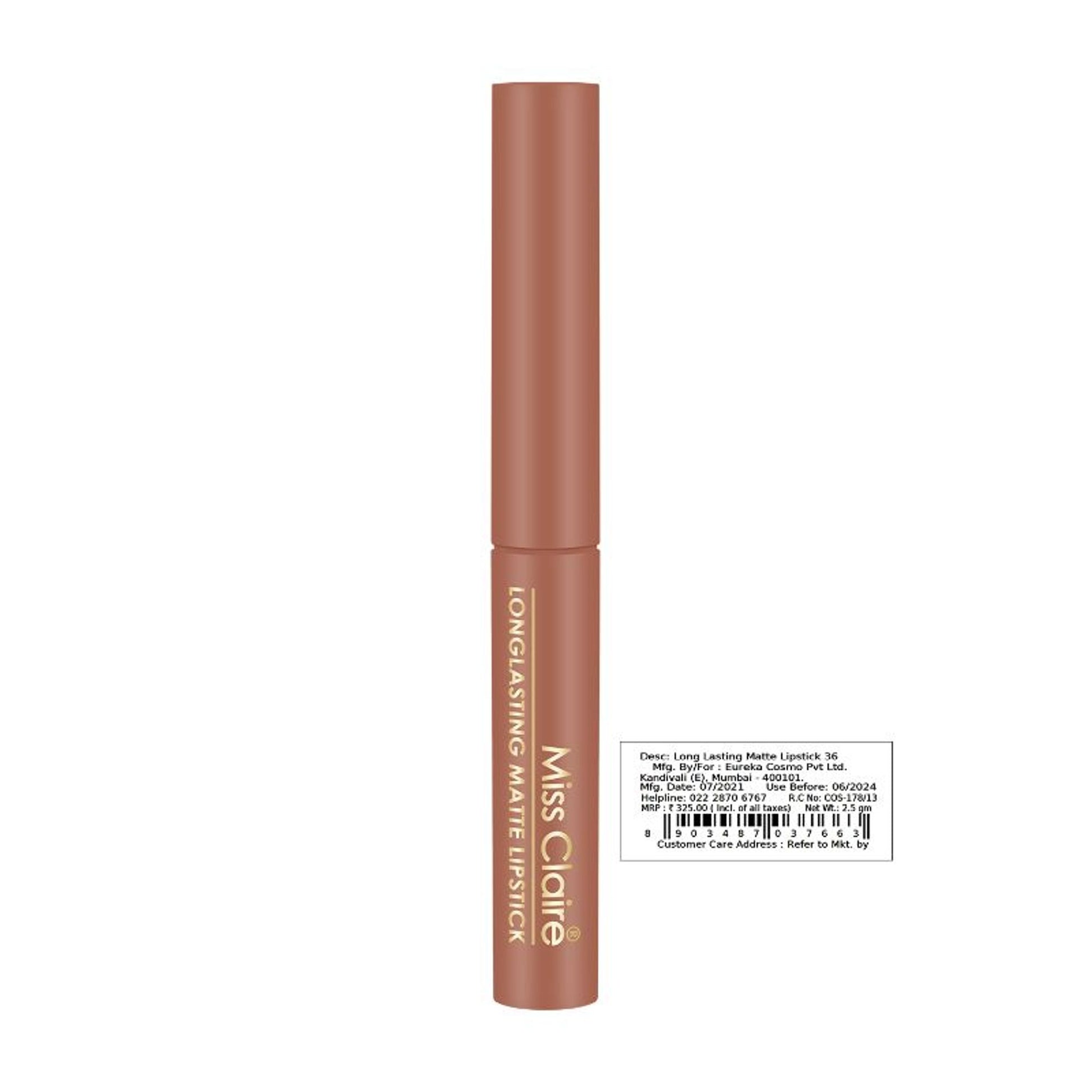 Miss Claire Long Lasting Matte Lipstick - Nude Brown 36 - Distacart