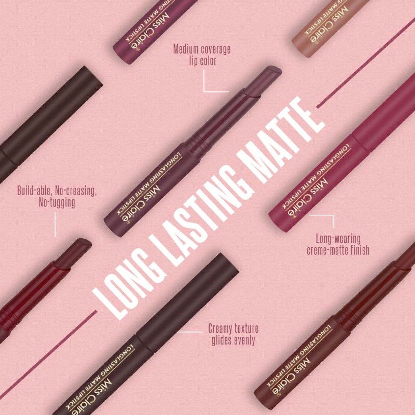 Miss Claire Long Lasting Matte Lipstick - Nude Brown 36 - Distacart