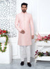 Raivat Ethnic Mens Art Silk Thread Work Indo Western In Peach Colour - Dista