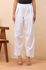 Thumbnail for Vaasva Women White Solid Farshi Pant