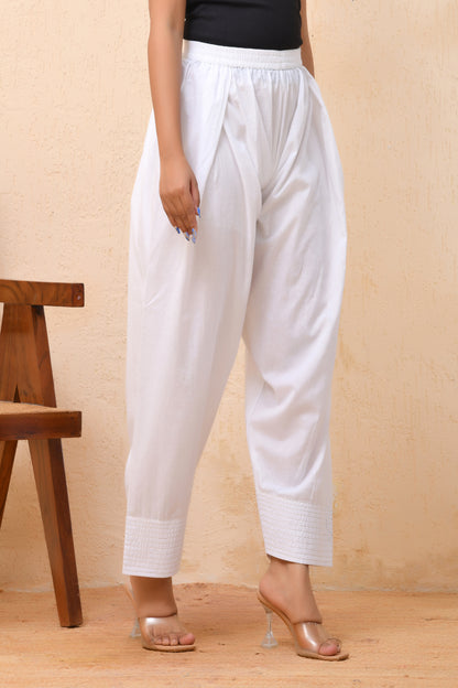 Vaasva Women White Solid Farshi Pant - Distacart