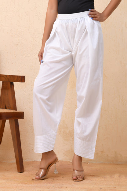Vaasva Women White Solid Farshi Pant - Distacart