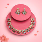 Thumbnail for Tehzeeb Creations Gold-Polished Sky Blue Colour Choker With Dangle Earrings - Distacart