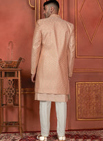 Thumbnail for Raivat Ethnic Mens Art Silk Thread Work Indo Western In Dusty Peach Colour - Dista