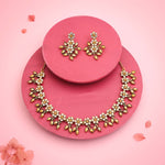 Thumbnail for Tehzeeb Creations Gold-Polished Yellow Colour Choker With Dangle Earrings - Distacart