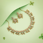 Thumbnail for Tehzeeb Creations Gold-Polished Yellow Colour Choker With Dangle Earrings - Distacart