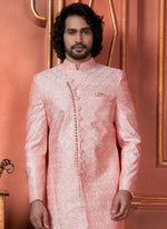 Thumbnail for Raivat Ethnic Mens Art Silk Thread Work Indo Western In Pink Colour - Dista