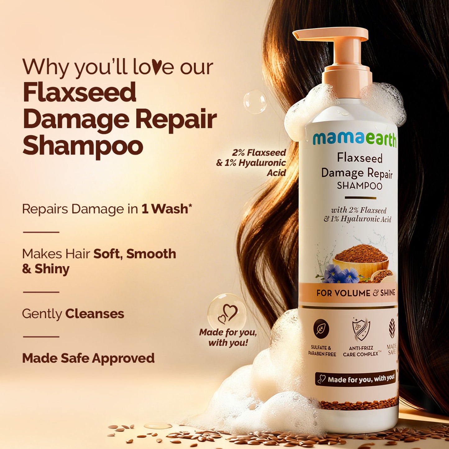 Mamaearth Flaxseed Damage Repair Shampoo - Dista