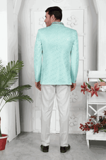 Thumbnail for Raivat Ethnic Jacquard Silk Embroidery Work Jodhpuri In Firozi Green Colour - Distacart