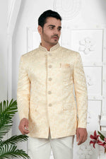 Thumbnail for Raivat Ethnic Jacquard Silk Embroidery Work Jodhpuri In Beige Colour
