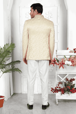 Thumbnail for Raivat Ethnic Jacquard Silk Embroidery Work Jodhpuri In Beige Colour