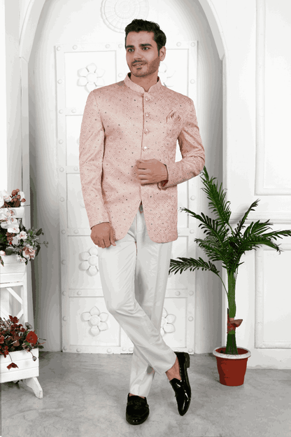 Raivat Ethnic Art Silk Thread Work Jodhpuri In Peach Colour - Distacart