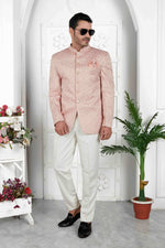 Thumbnail for Raivat Ethnic Art Silk Thread Work Jodhpuri In Peach Colour