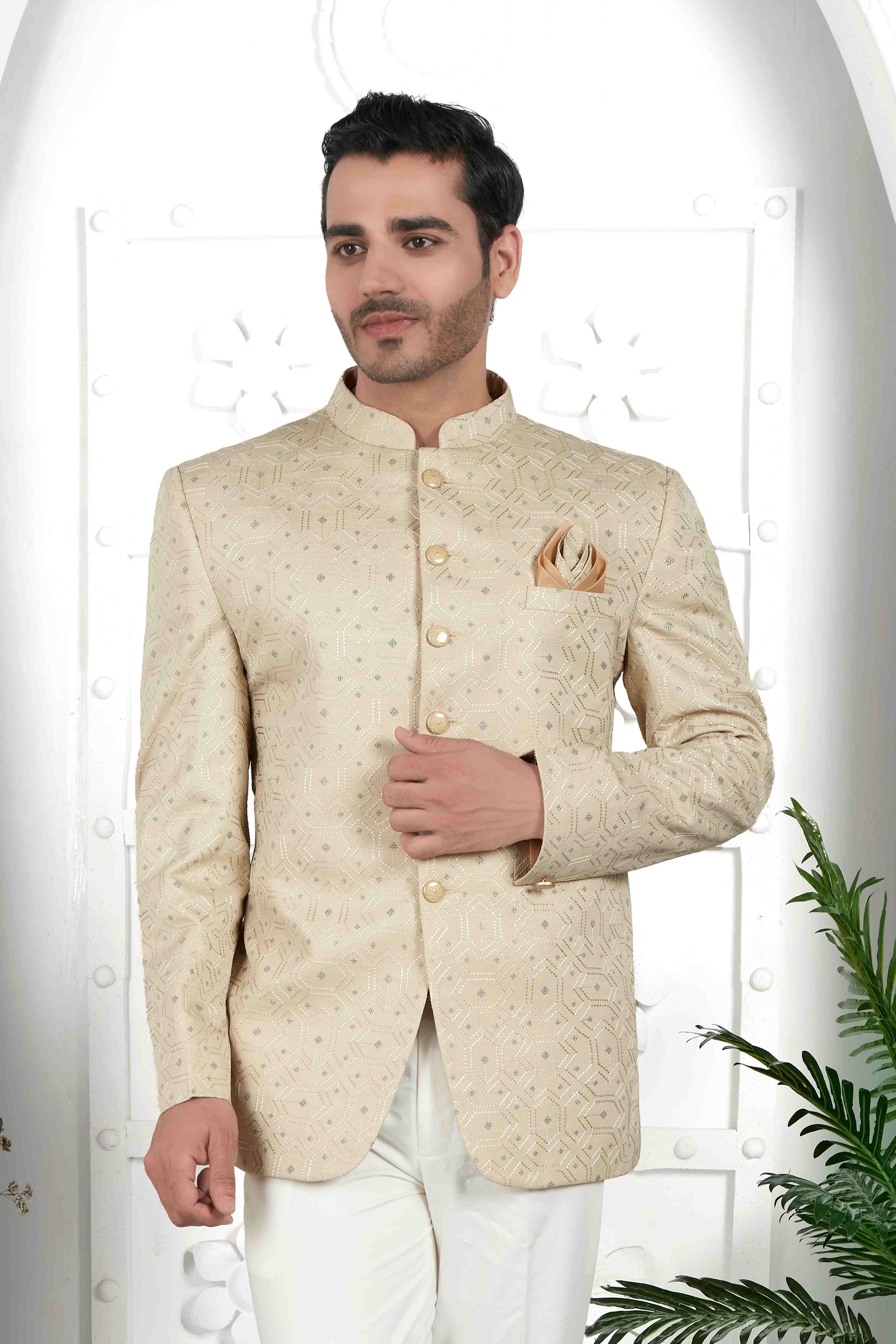 Raivat Ethnic Art Silk Thread Work Jodhpuri In Pista Green Colour