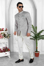 Thumbnail for Raivat Ethnic Art Silk Thread Work Jodhpuri In Grey Colour