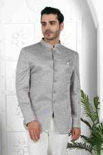 Thumbnail for Raivat Ethnic Art Silk Thread Work Jodhpuri In Grey Colour