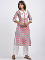 Thumbnail for Swasti Women White Floral Printed Thread Work Floral Kurta - Distacart