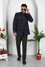 Thumbnail for Raivat Ethnic Velvet Thread Work Jodhpuri In Blue Colour