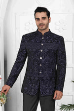 Thumbnail for Raivat Ethnic Velvet Thread Work Jodhpuri In Blue Colour