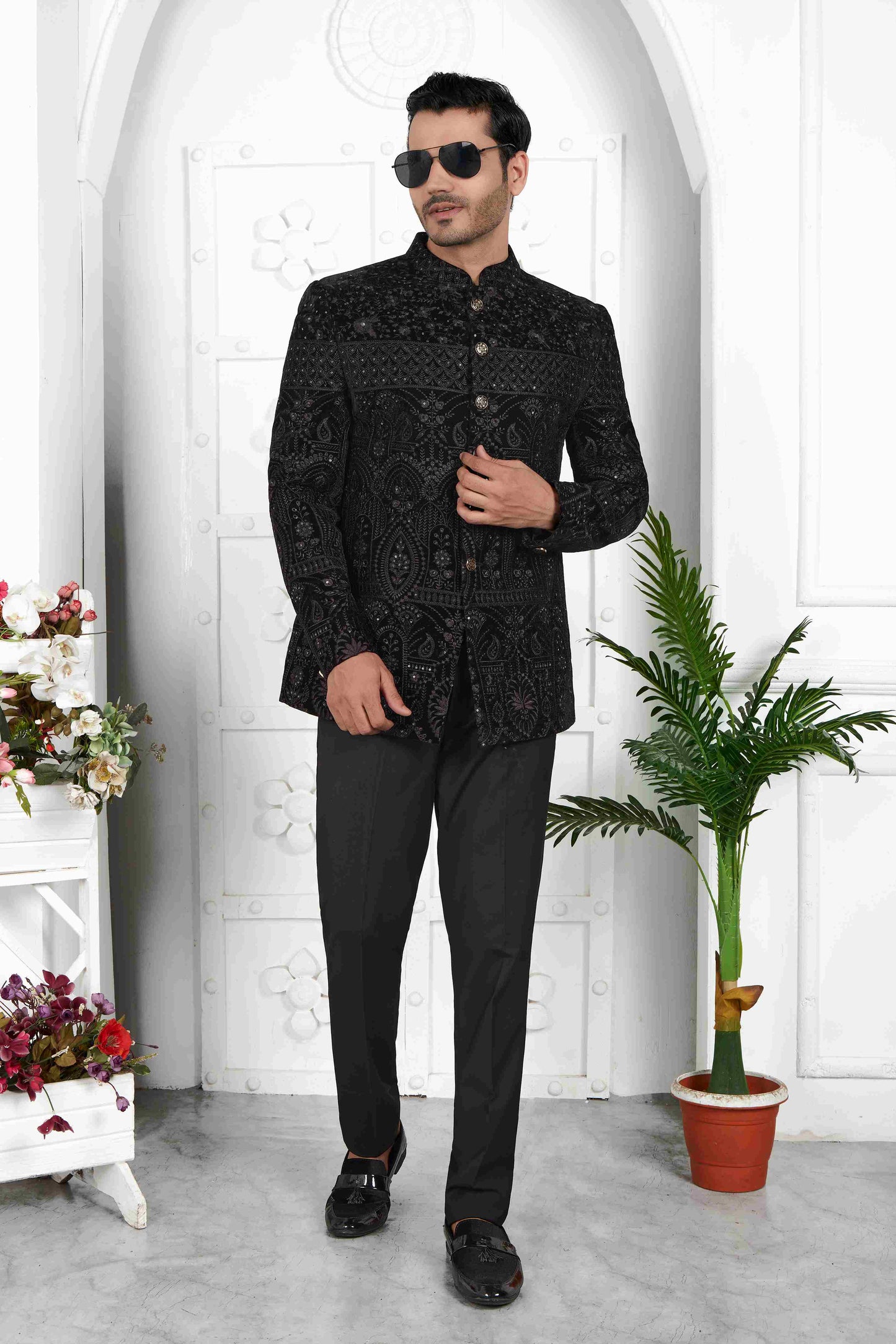 Raivat Ethnic Velvet Thread Work Jodhpuri In Black Colour - Distacart