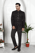 Thumbnail for Raivat Ethnic Velvet Thread Work Jodhpuri In Black Colour