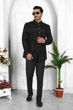 Thumbnail for Raivat Ethnic Velvet Thread Work Jodhpuri In Black Colour