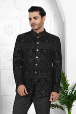 Thumbnail for Raivat Ethnic Velvet Thread Work Jodhpuri In Black Colour