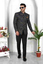 Thumbnail for Raivat Ethnic Jacquard Silk Thread Work Jodhpuri In Black Colour