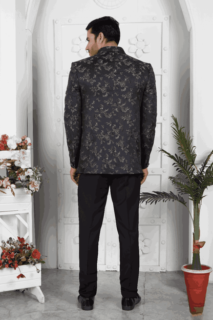 Raivat Ethnic Jacquard Silk Thread Work Jodhpuri In Black Colour - Distacart