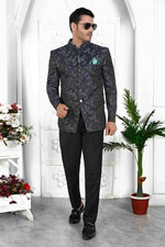 Thumbnail for Raivat Ethnic Jacquard Silk Thread Work Jodhpuri In Black Colour