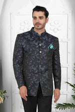 Thumbnail for Raivat Ethnic Jacquard Silk Thread Work Jodhpuri In Black Colour