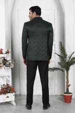 Thumbnail for Raivat Ethnic Jacquard Silk Thread Work Jodhpuri In Dark Green Colour