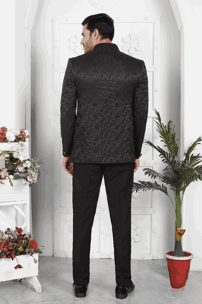 Raivat Ethnic Jacquard Silk Thread Work Jodhpuri In Black Colour - Distacart