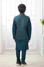 Thumbnail for Raivat Ethnic Art Silk Embroidery Work 3 Pics Jacket Set In Teal Green Colour - Distacart