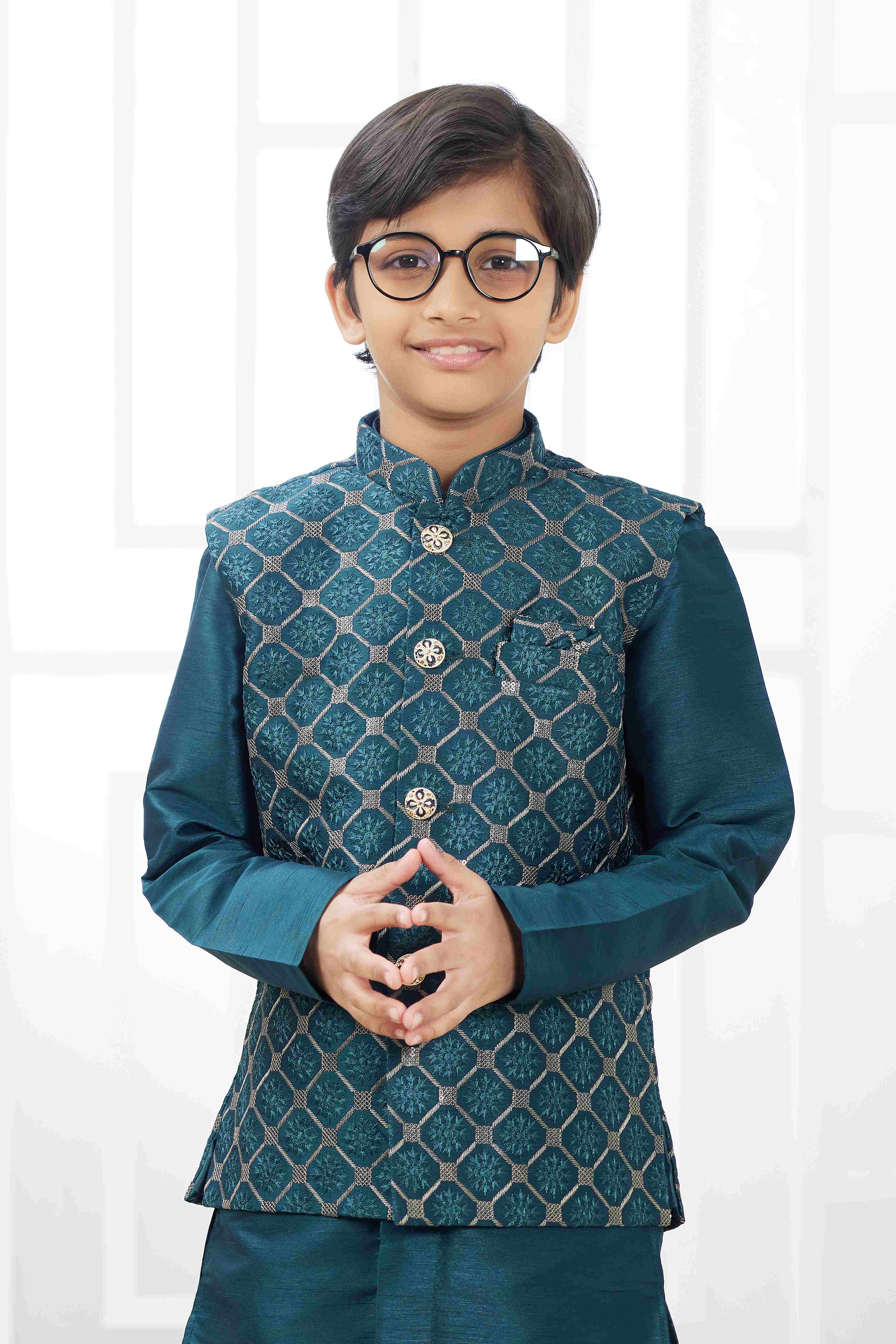 Raivat Ethnic Art Silk Embroidery Work 3 Pics Jacket Set In Teal Green Colour - Distacart