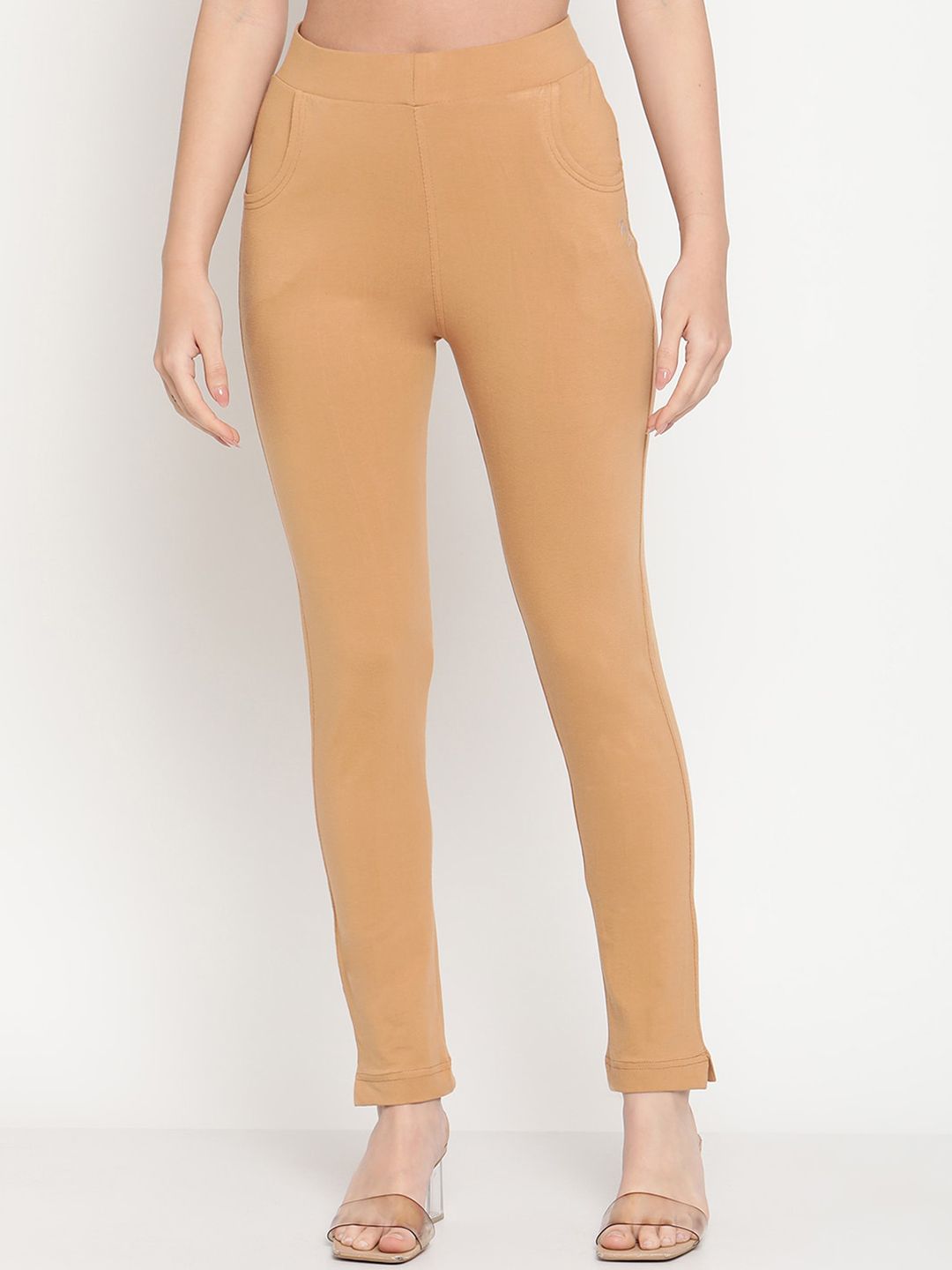 TAG 7 Pack of 2 Beige & Mustard Yellow Ankle-Length Leggings - Distacart