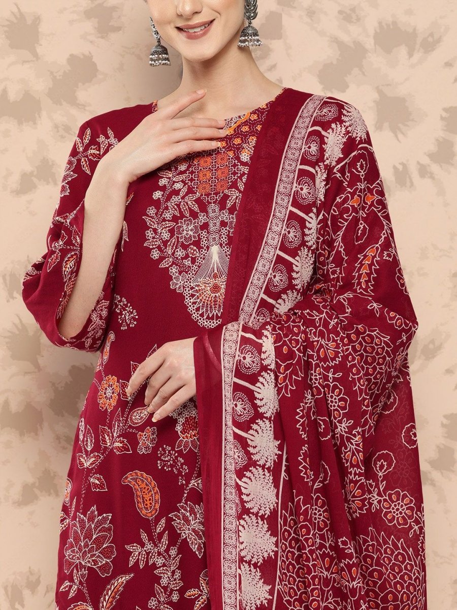 Anouk Ethnic Motifs Printed Kurta with Trousers & Dupatta