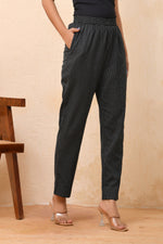 Thumbnail for Vaasva Women Black Kantha Straight Fit Pants