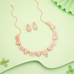 Thumbnail for Tehzeeb Creations Gold Pleate Baby Pink Choker Necklace With Stud - Distacart