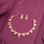 Thumbnail for Tehzeeb Creations Gold Pleate Baby Pink Choker Necklace With Stud - Distacart