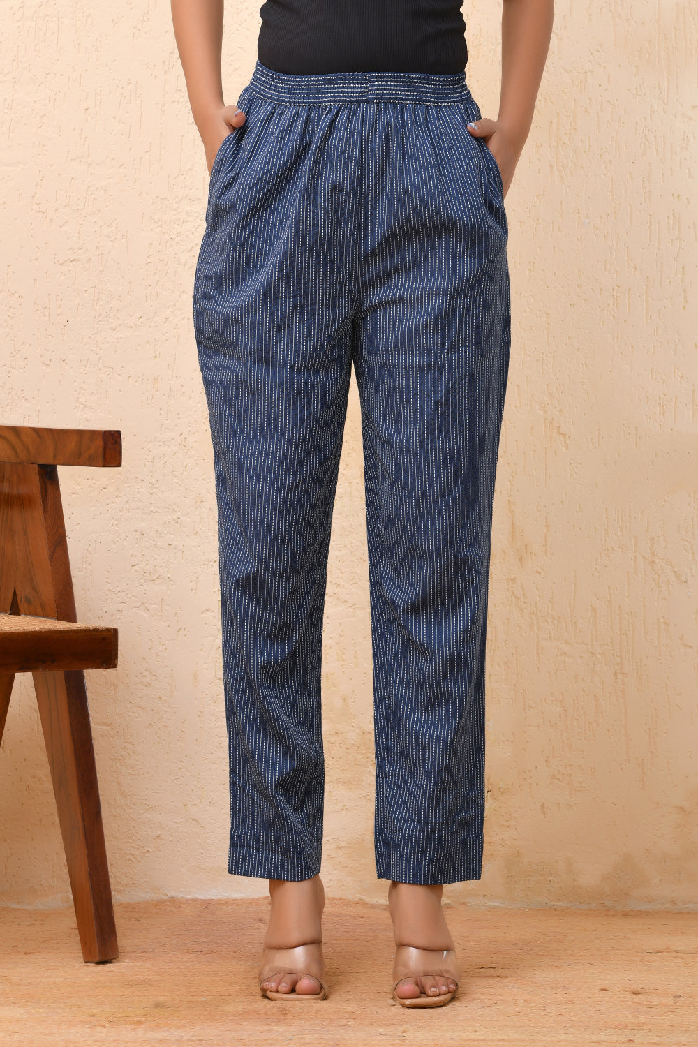 Vaasva Women Royal Blue Straight Pant - Distacart