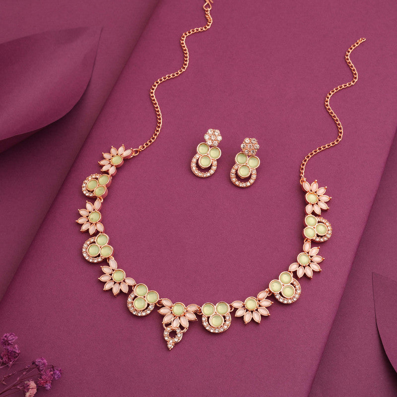 Tehzeeb Creations Gold Pleate Sea Green Choker Necklace With Stud - Distacart