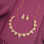 Thumbnail for Tehzeeb Creations Gold Pleate Sea Green Choker Necklace With Stud - Distacart