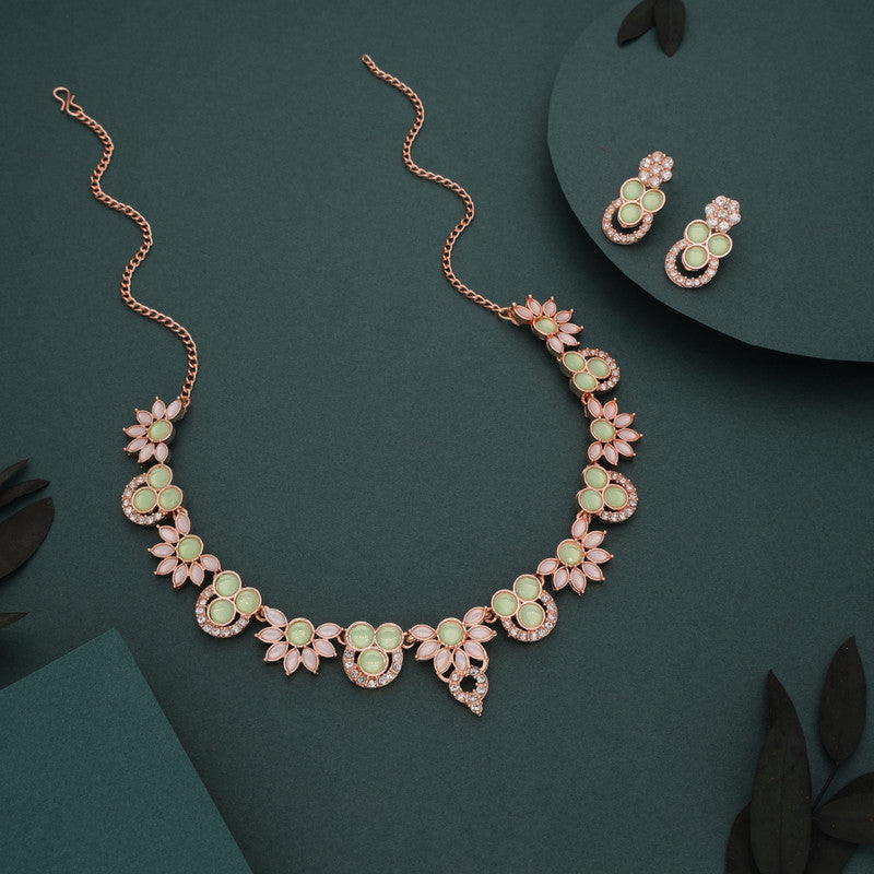 Tehzeeb Creations Gold Pleate Sea Green Choker Necklace With Stud - Distacart