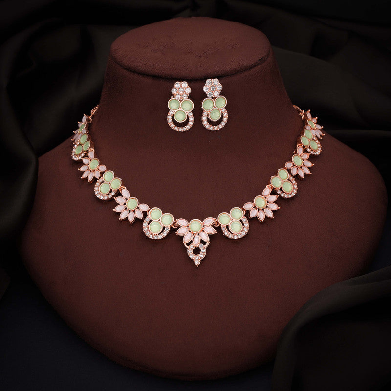 Tehzeeb Creations Gold Pleate Sea Green Choker Necklace With Stud - Distacart